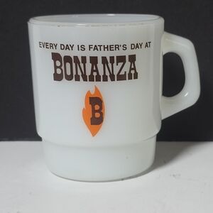 Vintage Bonanza Fireking White Milkglass Mug Anchor Hocking